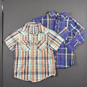 Arizona Button Up Plaid Shirts Set of 2 - Boys Medium (8)